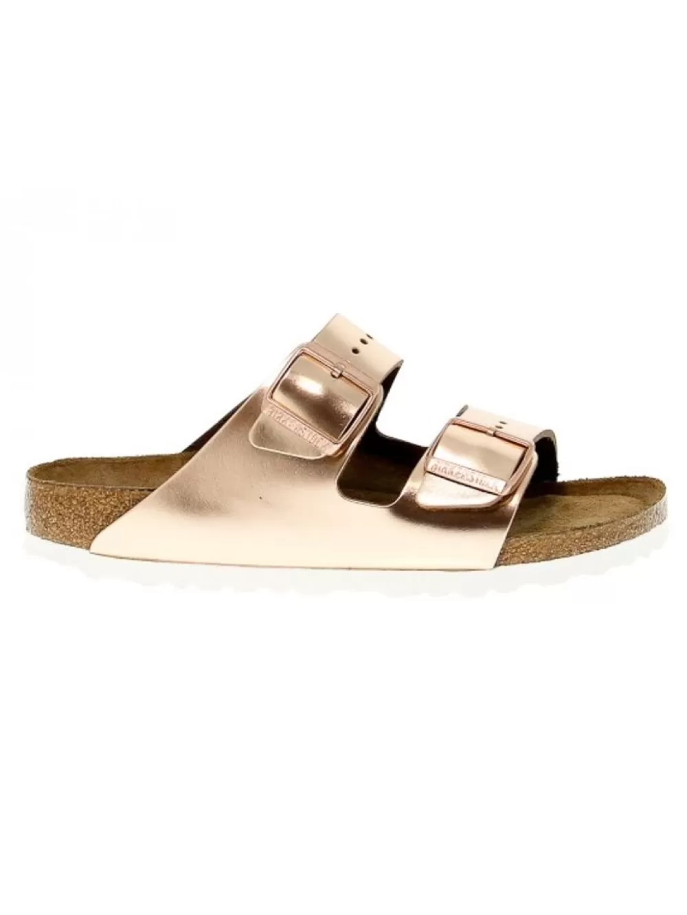 Women Birkenstock Flat Sandals Arizona Soft Footbed In Platinum Leather