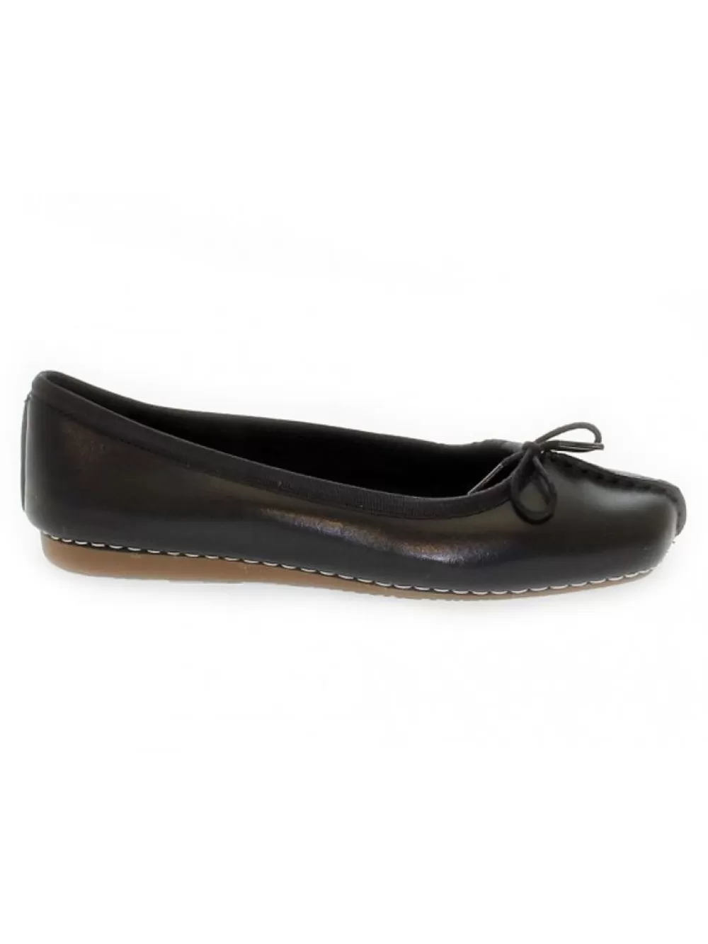 Women Clarks Flat Shoe Freckle Ice In Black Leather