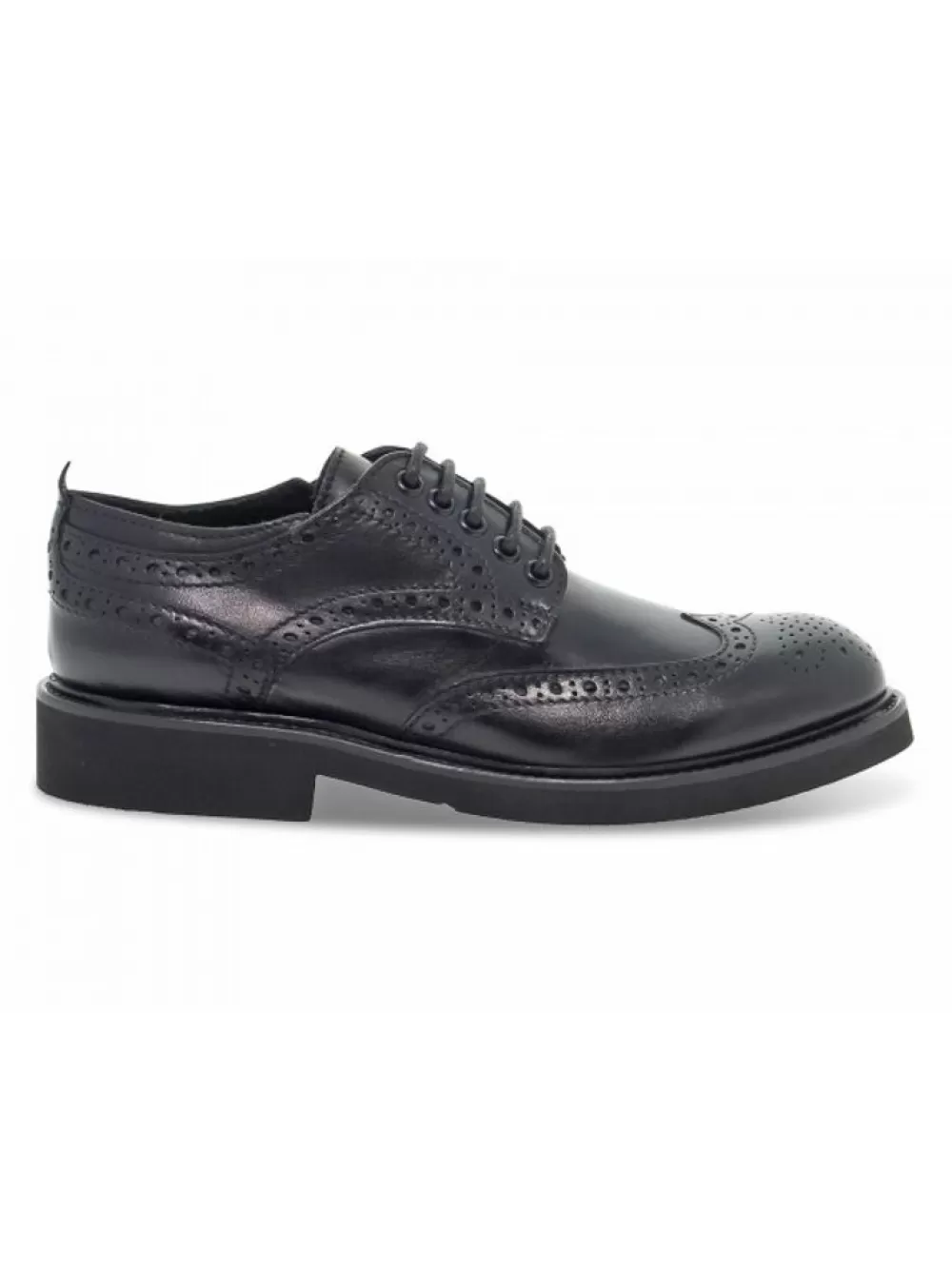 Women Guidi Calzature Flat Shoe Derby Inglese In Black Leather