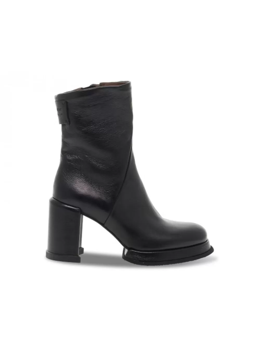 Women A.S.98 Low Boot Leg Plato' In Black Leather