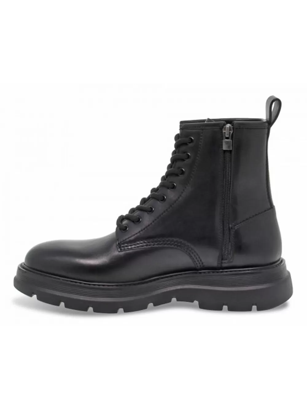 Men Fabi Low Boot Allacciato Stile Inglese In Black Leather