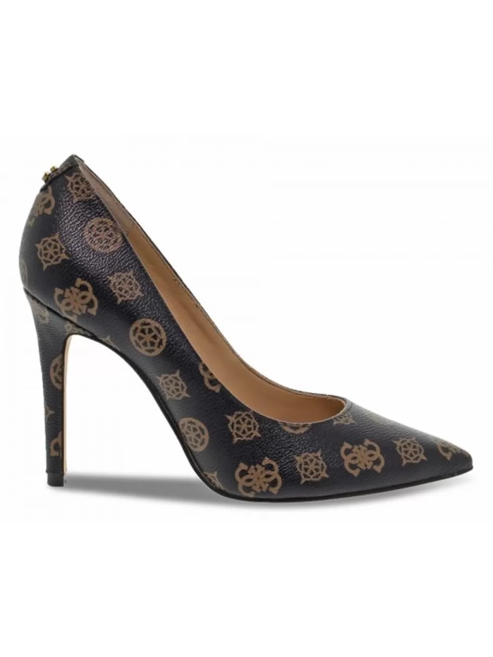 Women Guess Pump Logato In Brown Faux Leather