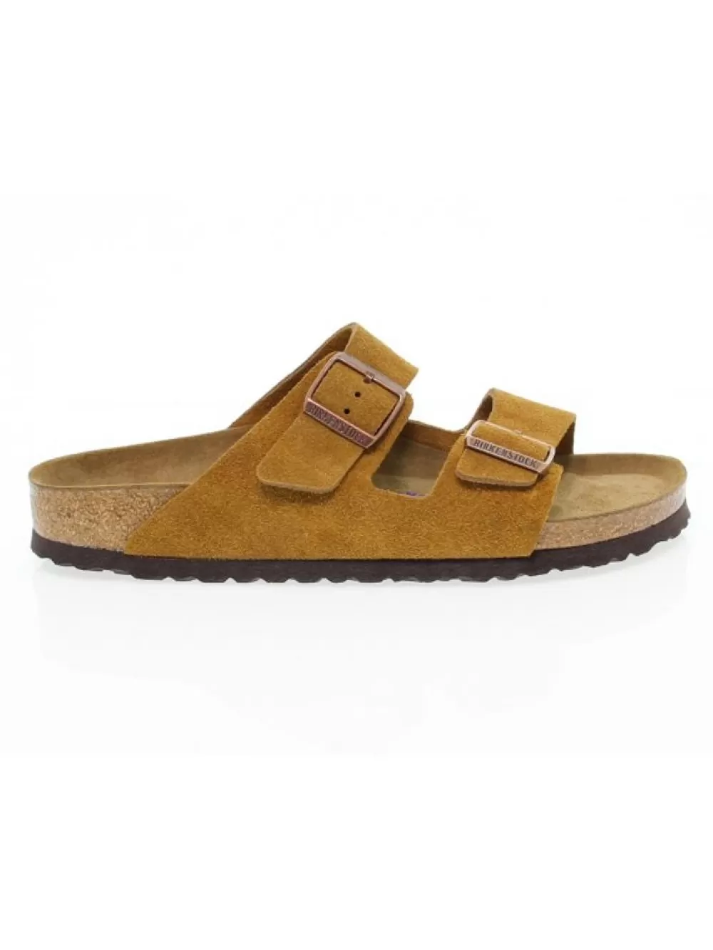 Men Birkenstock Sandal Arizona Soft Footbed In Ocher Suede Leather