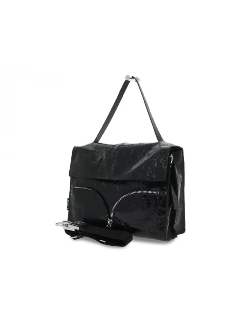 Women Rebelle Shoulder Bag Satchel L Naplak In Black Paint