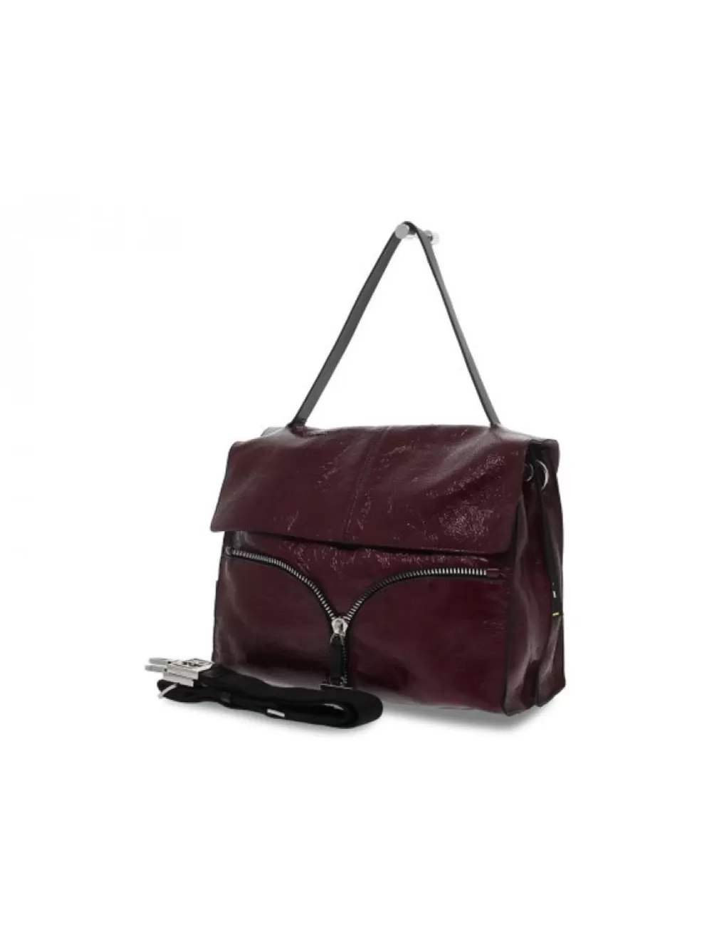 Women Rebelle Shoulder Bag Satchel L Naplak In Plum Paint